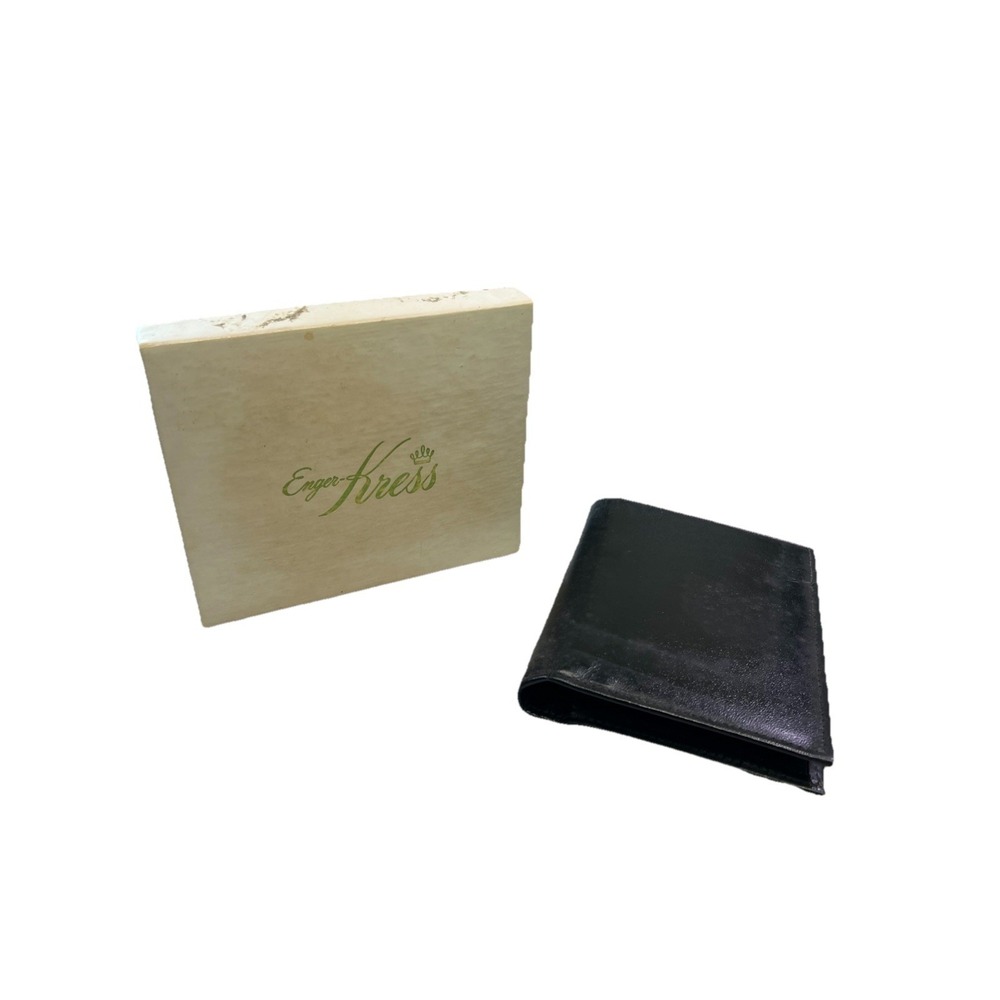 Vintage NOS 1968 Enger Kress‎ Co Heritage Men's Black Bifold Wallet Leather